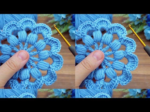 Woww!!!! blue color️ Very easy, very sweet crochet motif flower motif making #crochet #knitting