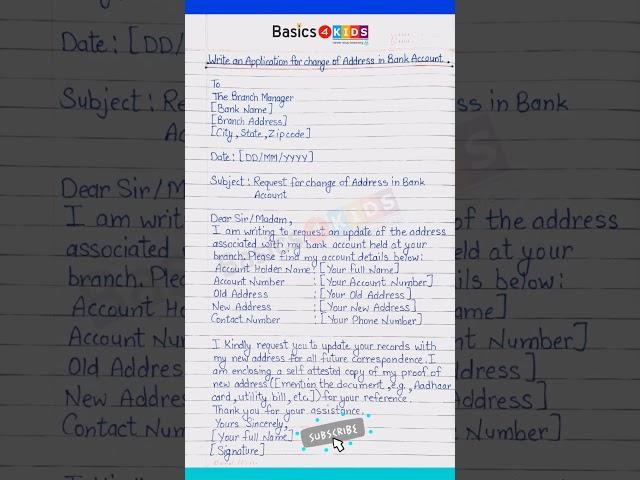 Write An Application for Change of Address in Bank Account | Request for updating address in Bank