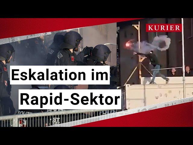 Ausschreitungen im Rapid-Sektor: Fans attackieren Polizisten