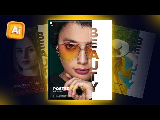 Modern Poster Design in Adobe Illustrator | Beauty Poster design | Poster  Design in Illustrator