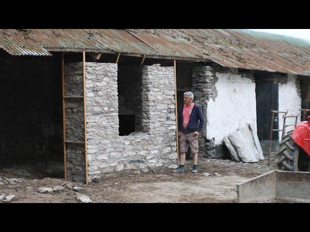 Traditional Stone Wall Building in Rural Ireland