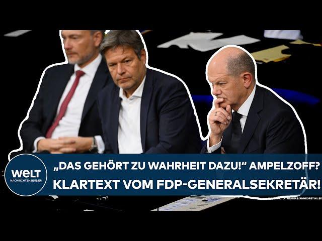 DEUTSCHLAND: "Das gehört zur Wahrheit dazu" Ampel-Zoff! FDP-Generalsekretär legt Finger in die Wunde