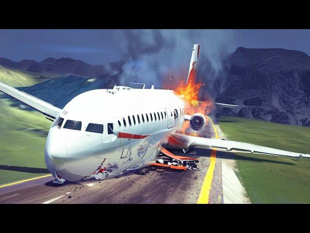 Emergency Landing On The Road - Survival Scenarios Chances | Airplane Crash | Besiege