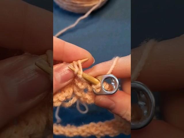 How to Knit the Eyelet Stitch in the Round: Step 2 #ravelry #knittingpatterns #knit #eyelet