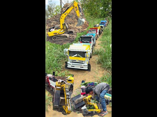 Excavator works in a pond in the field. #xcavator #diy #toys