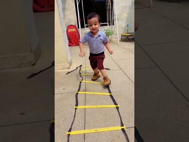 Cute baby trying to jump