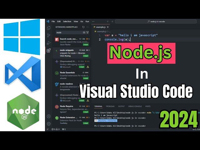 How to install Node.js in VS Code on Windows 10 / 11 In Hindi | 2024 #nodejs #npm #vscode