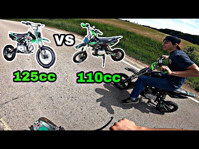 110cc vs 125cc Pit Bike Race - 15cc Make ANY Difference? Which is FASTER? (SSR Pit Bikes)