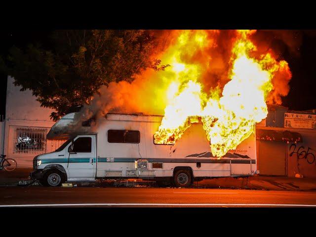 Massive RV Fire: Los Angeles