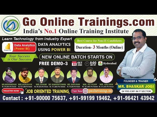 Power BI Demo Part3 - Oct 3rd 2024 | Bhaskar Jogi | Go Online Trainings | 90000 75637