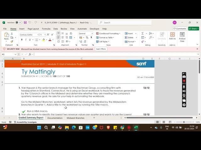 Illustrated Excel 2019 | Module 9 End of Module Project 1 | Bachman Group