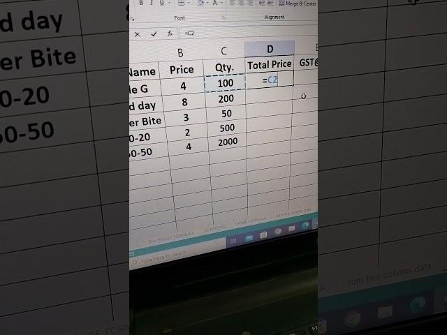 total price with gst कैसे निकाले।#excelshorts #excel #shorts #youtubeshorts #ytshorts #trending #nit