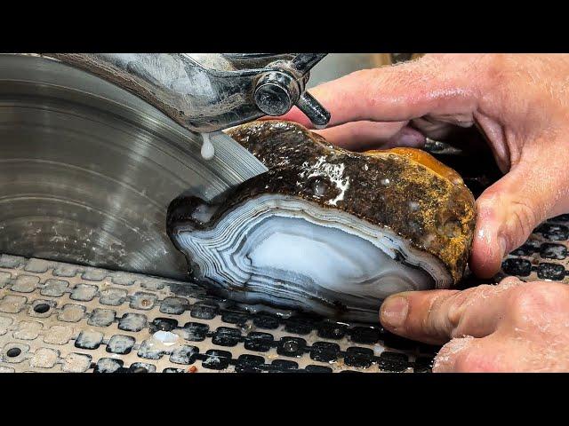 I cut/slabbed 3 BIG Agates for Bryan! (So Nice!)