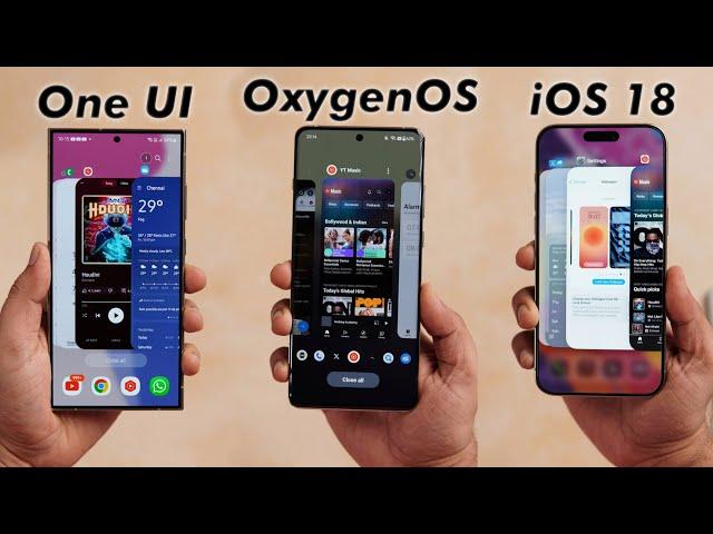 One UI 6.1 vs OxygenOS 14 vs iOS 18 - Which Has Better & Smooth Animations?