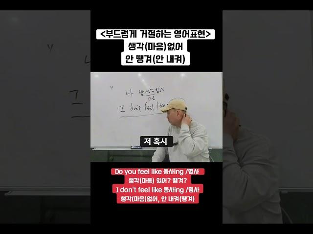 [부드럽게 거절하는 영어표현] 술 생각 없어요(안 땡겨요)/영어로? feel like 뜻