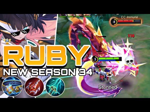 RUBY GAMEPLAY 2024 SEASON 34 | RUBY VS YU ZHONG | RUBY BEST BUILD? | EP.12 | ikanji | MOBILE LEGENDS