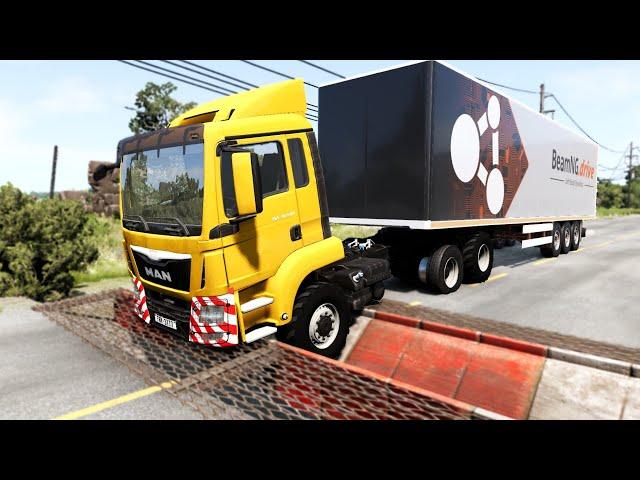 Trucks vs Upside Down Speed Bumps | BeamNG.DRIVE