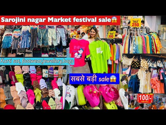 SAROJINI Nagar Market 2024 upcoming festival kurti set, footwear ,makeup bags jewellery only₹100