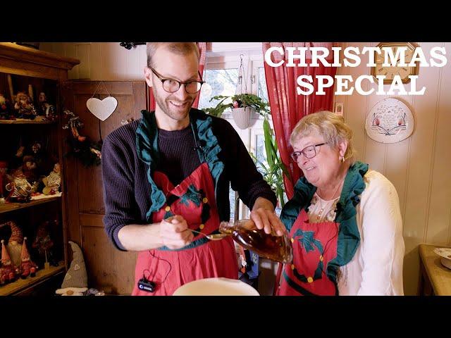 Norwegian Grandma baking Christmas cookies - Krumkake, Fattigmann, Sandkake