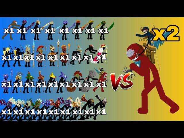 x1 Vs x2 Insane Kai Rider - All Swordwraths, Speartons, Magikills, Giant Bosses - Stick War Legecy