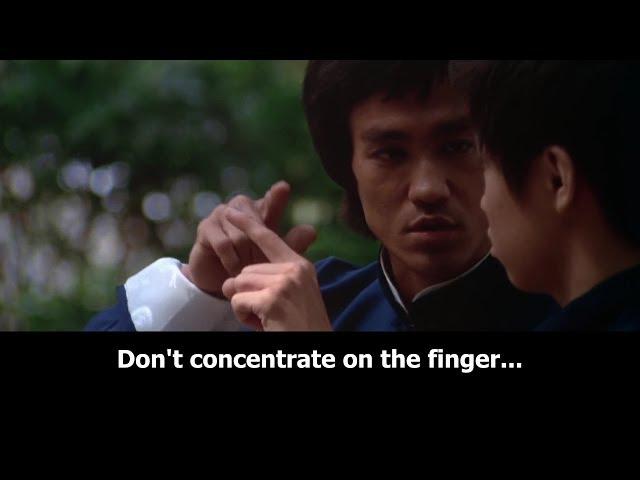 Bruce Lee - finger pointing at the moon (commentary in description)