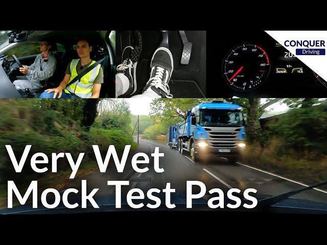 Driving Test Pass with Commentary - Did he Undertake? - Difficult Route - Very Wet