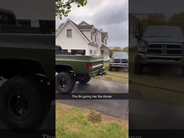 Squarebody Chevy pulls Ford power stroke 