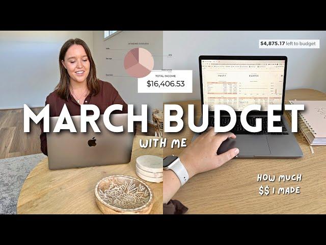 MARCH BUDGET WITH ME | how much $$ I made, income, bills + expenses 