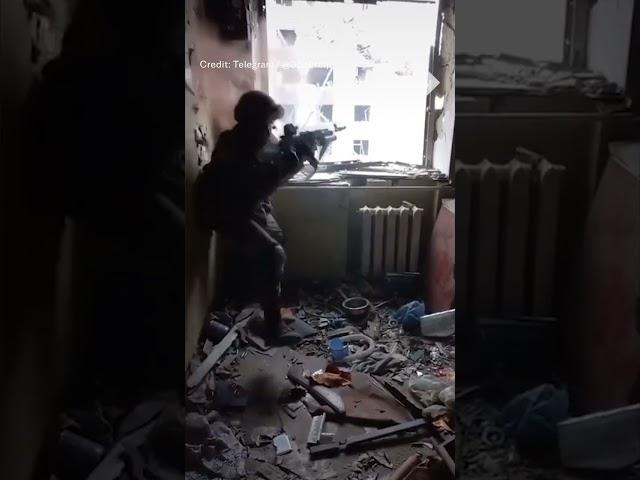 Ukrainian soldier narrowly avoids flying bullet