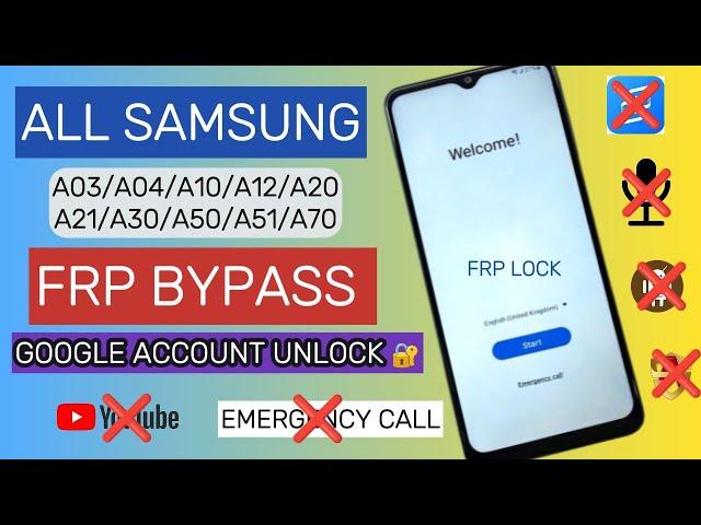 All Samsung A03/A04/A10/A12/A20/A21/A30/A50/A51/A70 || FRP Bypass || New Trick Unlock code 2024