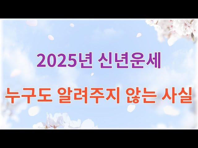 2025년 신년운세 누구도 알려주지 않는 사실