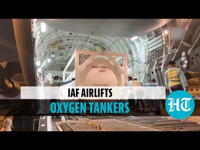 Watch: IAF C-17 aircraft ferries cryogenic oxygen tankers from Thailand's Bangkok