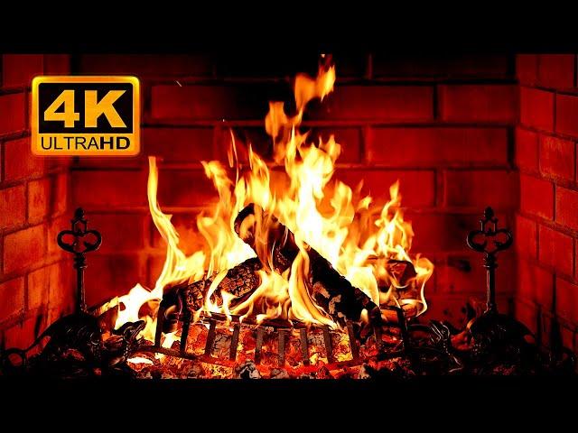  Cozy Fireplace 4K (12 HOURS). Fireplace with Crackling Fire Sounds. Fireplace Burning 4K