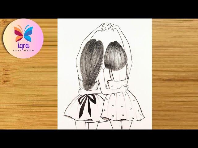 How to Draw Best Friend Easy Step-by-Step || Best Friend Drawing Tutorial || Pencil Sketch Drawing