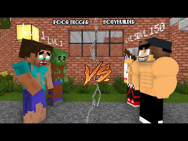 Minecraft, PoorBeggar Crook LVL 1 VS Body Builder Boss LVL 150 - Applesaucecraft