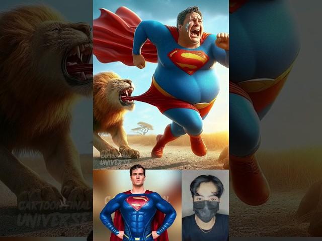 Fat Superheroes Crying Chased by Lions  Avengers vs DC - All Characters #avengers #shorts #marvel