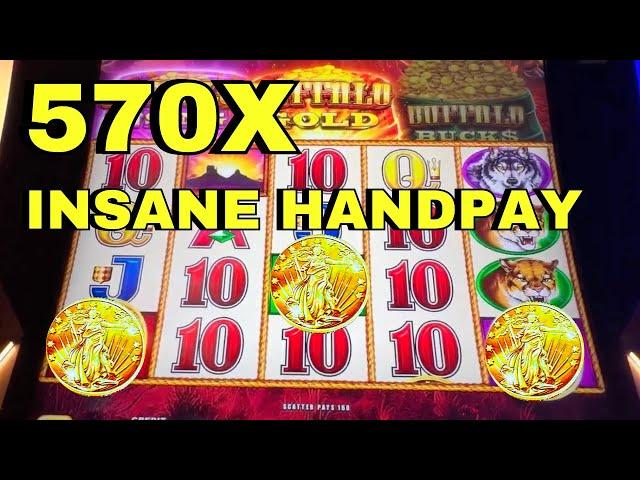 MY FIRST EVER HANDPAY JACKPOT 570X! Buffalo Triple Power Slots