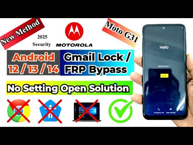 Moto G31 FRP Bypass Android 12 / 13 / 14 | Setting Not Open Solution | All Moto FRP Bypass