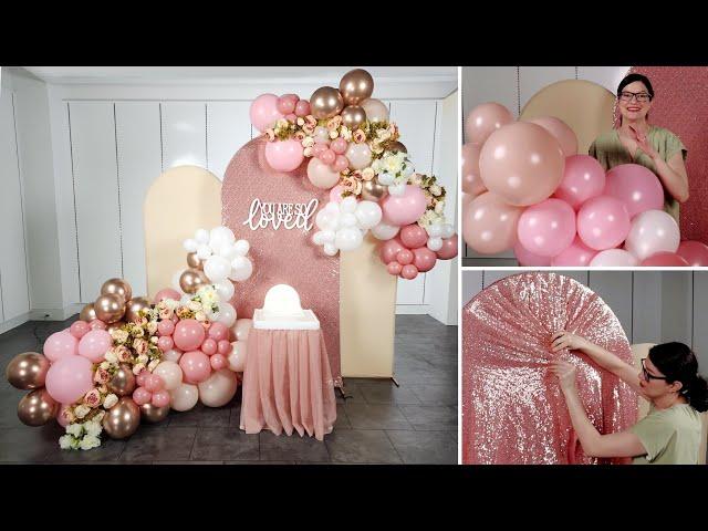 Pink and Rose Gold Balloon Backdrop