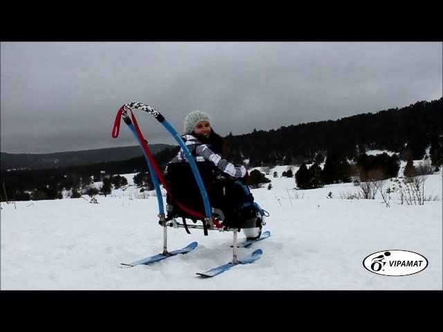 All terrain wheelchair hippocampe on the snow