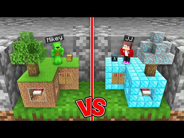 Dirt Tiny Mikey Sky Block vs Diamond Tiny JJ Sky Block Survival Battle in Minecraft ! - Maizen