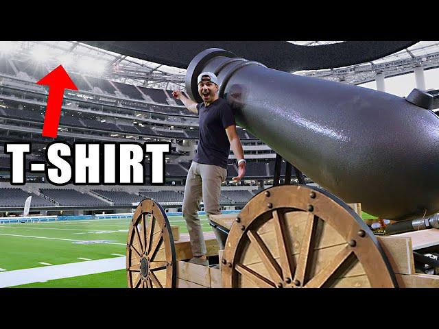 World's Largest T-Shirt Cannon (breaks the roof)