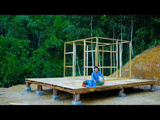 Guy Spends 3 Days Building a Log HOUSE in the Woods | Floors and Frames - Ep.2