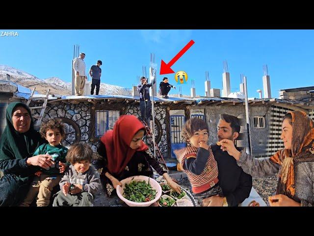 Installing Iron and Sheets on the House to Prevent Water from Entering the House in Zahra's Family