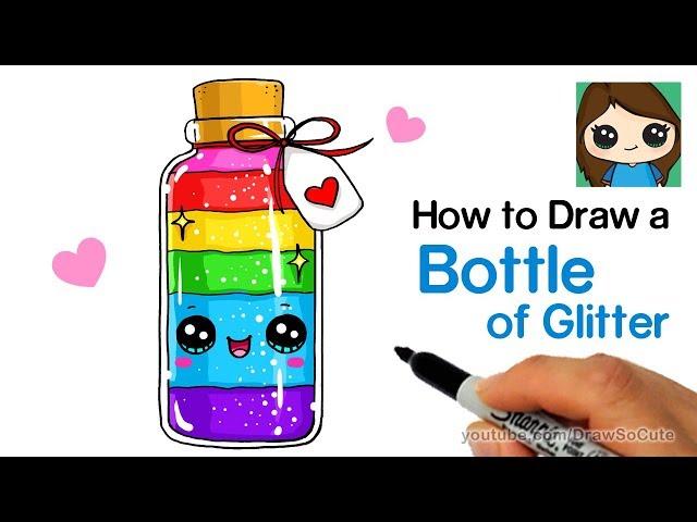 How to Draw a Bottle of Glitter Easy and Cute