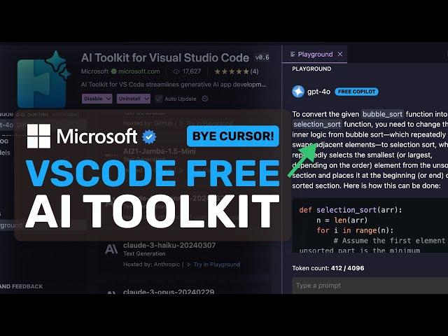 Microsoft's AI Toolkit for VS Code: This FREE Extension BEATS CURSOR! (w/ FREE GPT-4O!)