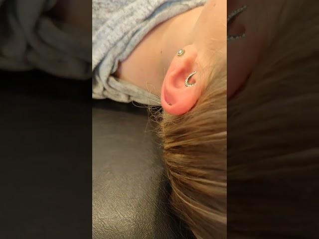 Helix Piercing using Neometal Prong Set CZ by Jabba @get-piercedltd Carlisle, Cumbria