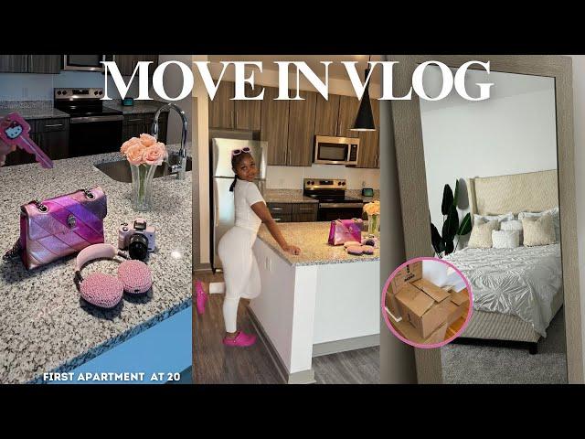 MOVING VLOG EP 1: my first luxury apartment at 20| empty apartment tour, moving, setting up my new 