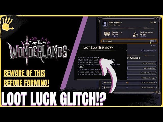 Tiny Tina's Wonderlands | LOOT LUCK BUG! THIS NEEDS A PATCH! #TinyTinasWonderlands #xpfarm