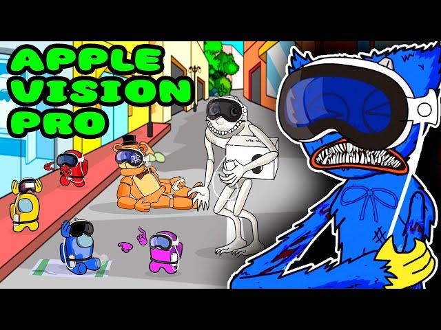 AMONG US with APPLE VISION vs FREDDY FNAF, HUGGY & THE MAN FROM THE WINDOW | Toonz Animation